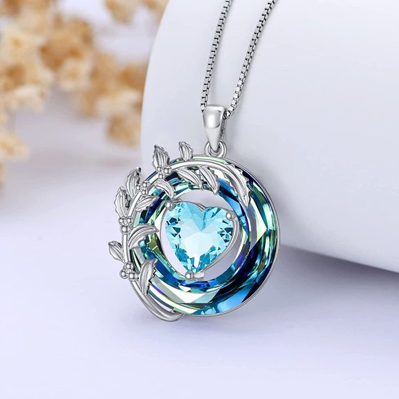 Birthstone Necklace for Women 925 Sterling Silver Birth Month Flower Nec… - Picture 6 of 15